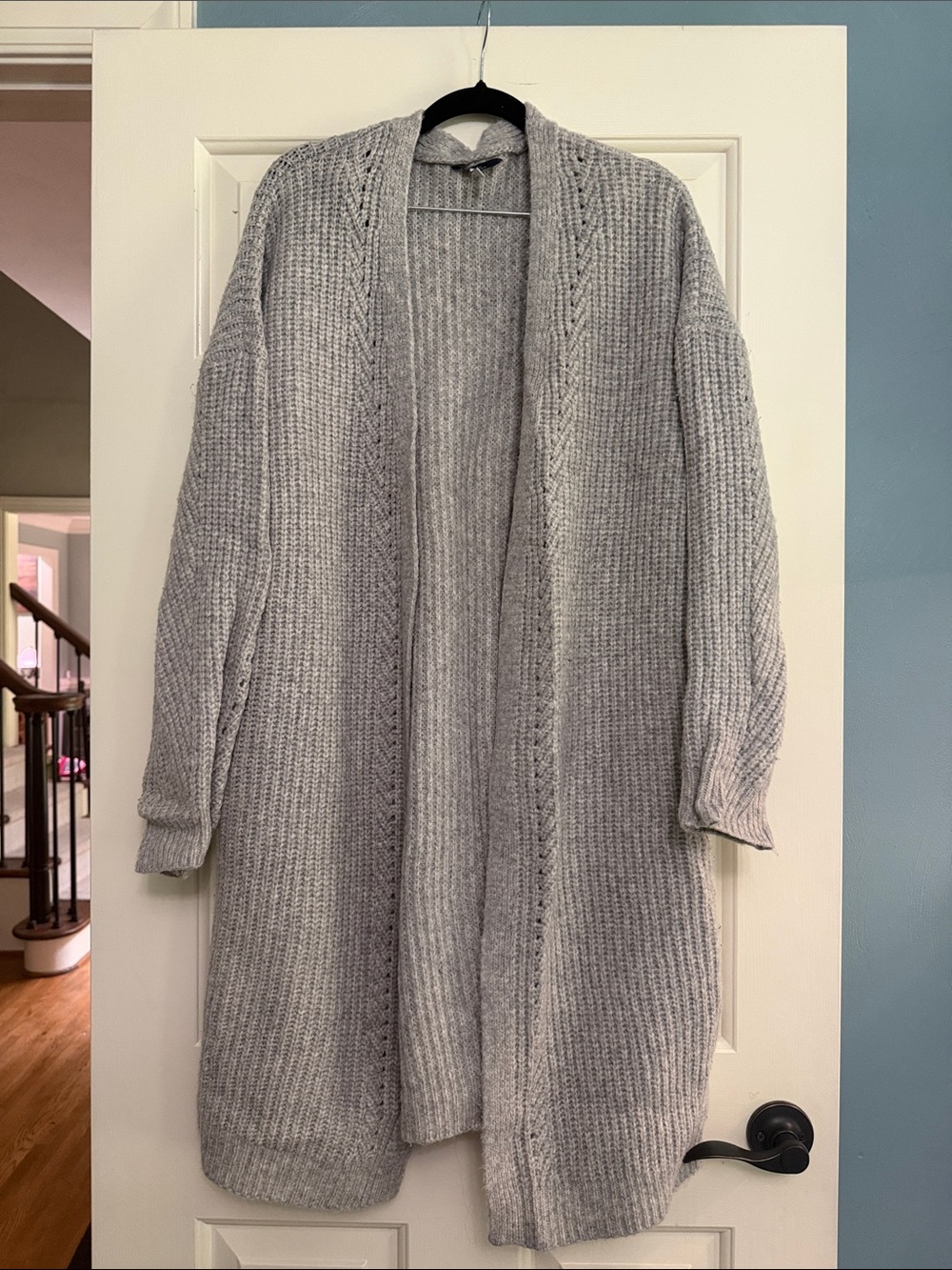Cozy Open-Front Gray Women's Cardigan Sweater